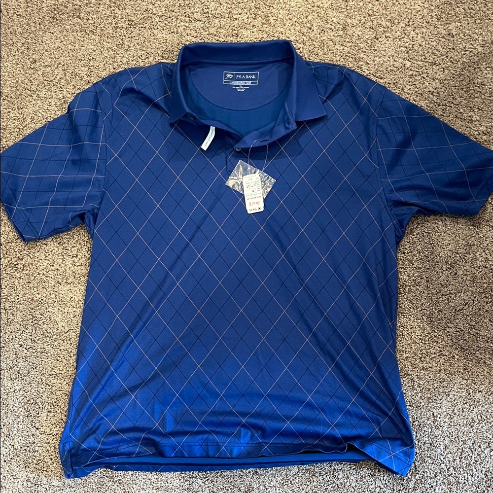 Jos. A. Bank Men's Polo in Rich Blue with Diamond Pattern